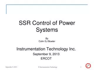 SSR Control of Power Systems