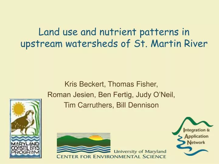 land use and nutrient patterns in upstream watersheds of st martin river