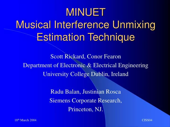 minuet musical interference unmixing estimation technique