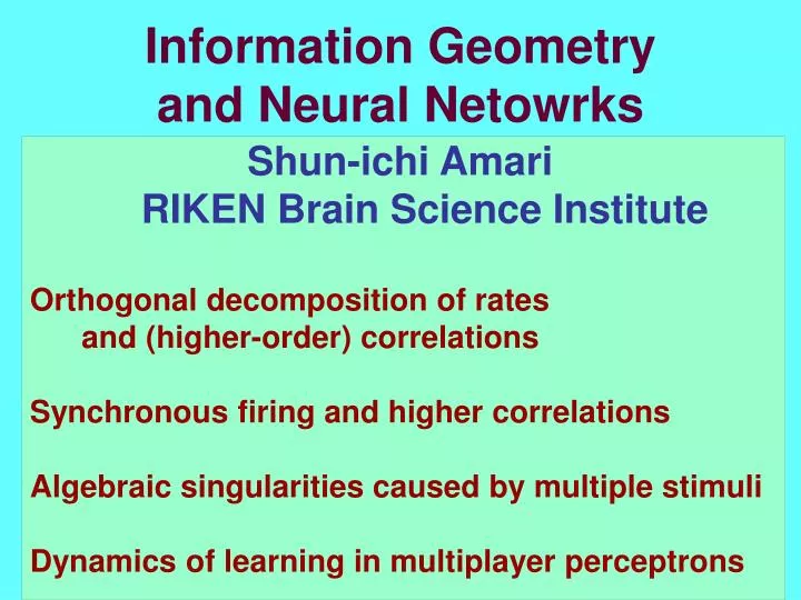 information geometry and neural netowrks
