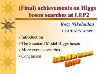 (Final) achievements on Higgs 	boson searches at LEP2