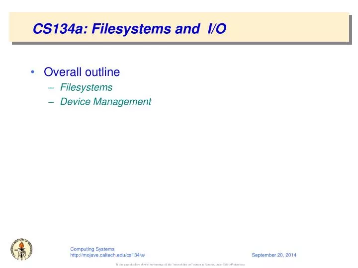 cs134a filesystems and i o