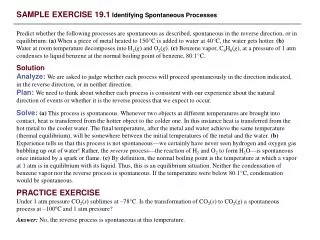 SAMPLE EXERCISE 19.1 Identifying Spontaneous Processes