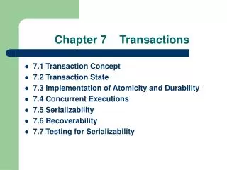 Chapter 7 Transactions