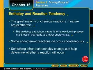 Enthalpy and Reaction Tendency