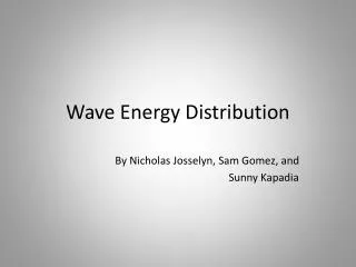 Wave Energy Distribution