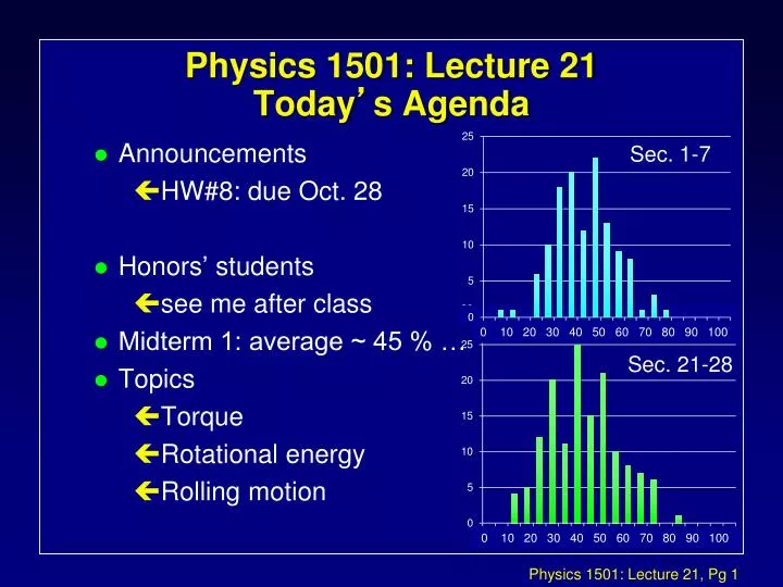 physics 1501 lecture 21 today s agenda