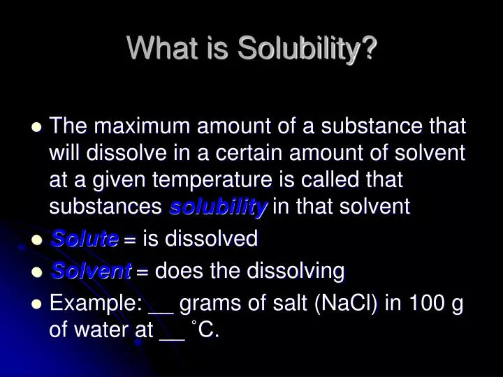 what is solubility