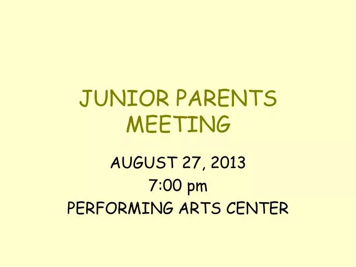 junior parents meeting