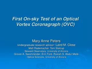 First On-sky Test of an Optical Vortex Coronagraph (OVC)
