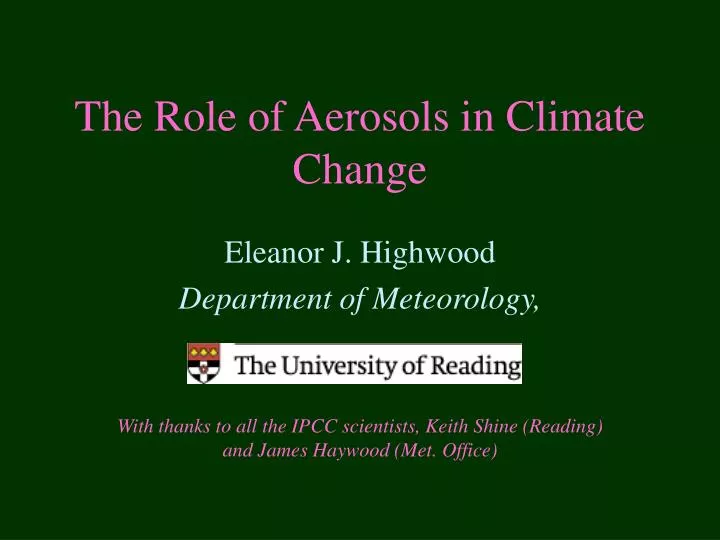 the role of aerosols in climate change