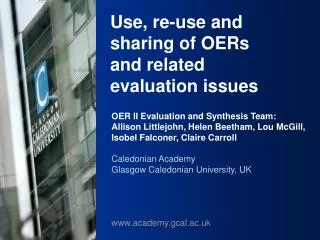 Use, re-use and sharing of OERs and related evaluation issues