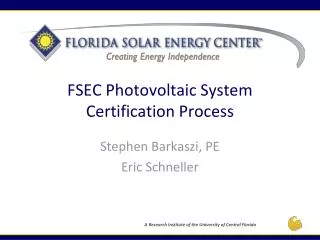 FSEC Photovoltaic System Certification Process