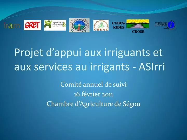 projet d appui aux irriguants et aux services au irrigants asirri