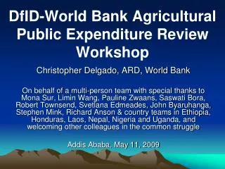 DfID-World Bank Agricultural Public Expenditure Review Workshop