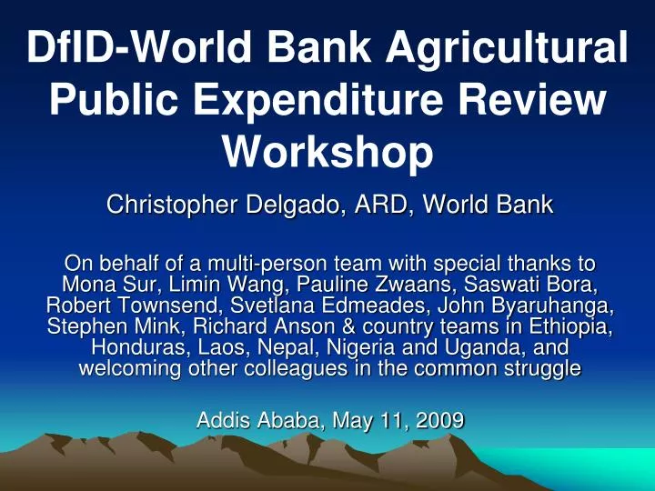 dfid world bank agricultural public expenditure review workshop