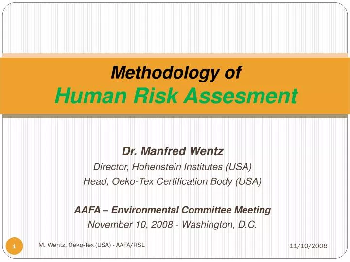methodology of human risk assesment