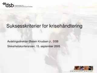 suksesskriterier for kriseh ndtering