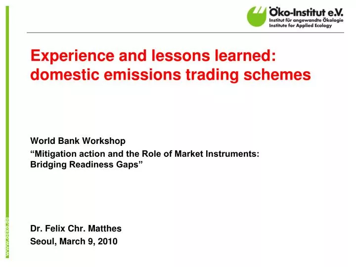 experience and lessons learned domestic emissions trading schemes