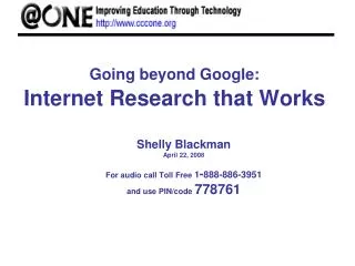 Going beyond Google: Internet Research that Works