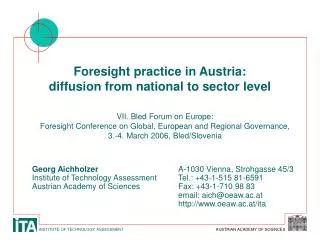 Foresight practice in Austria: diffusion from national to sector level