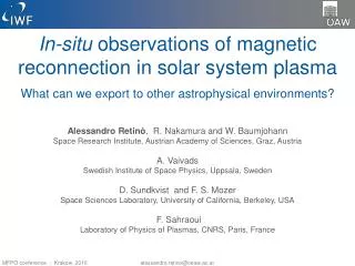 In-situ observations of magnetic reconnection in solar system plasma