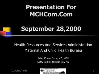 Presentation For MCHCom.Com September 28,2000