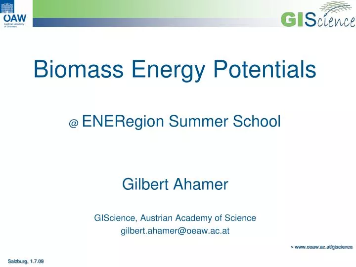biomass energy potentials @ eneregion summer school