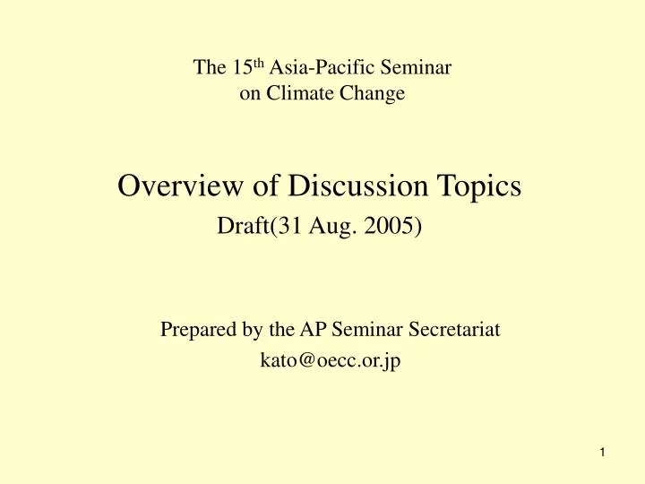 the 15 th asia pacific seminar on climate change