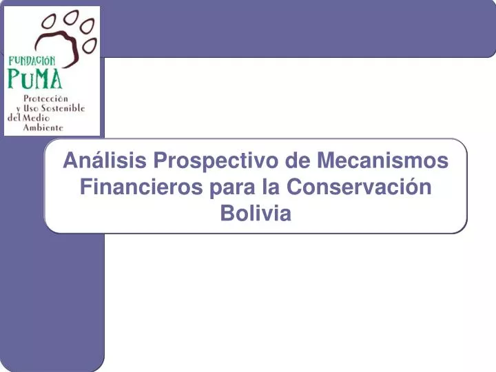 an lisis prospectivo de mecanismos financieros para la conservaci n bolivia