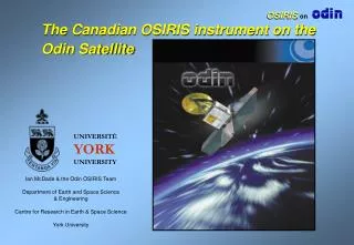 The Canadian OSIRIS instrument on the Odin Satellite