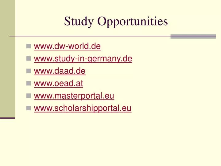 study opportunities