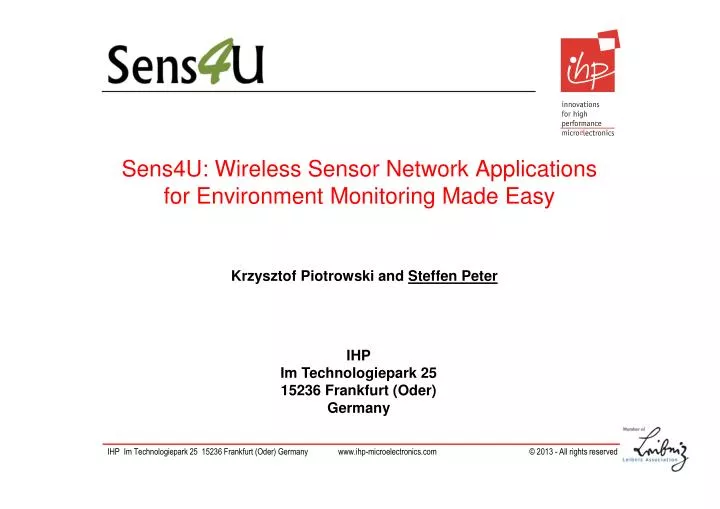 sens4u wireless sensor network applications for environment monitoring made easy