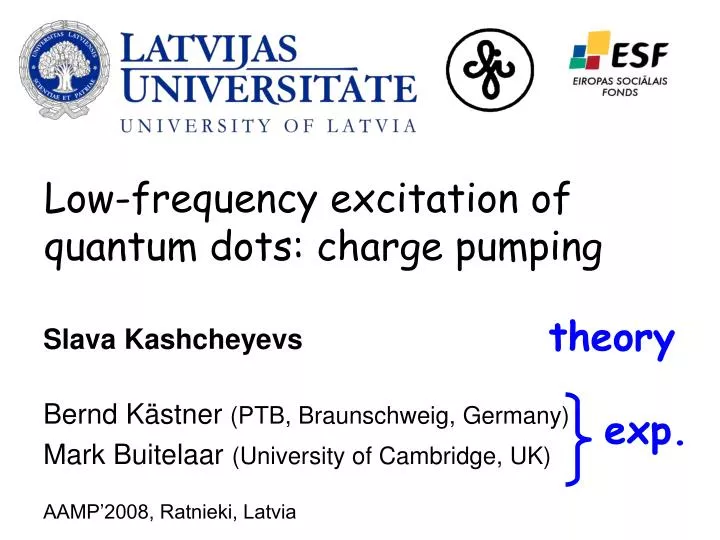 low frequency excitation of quantum dots charge pumping