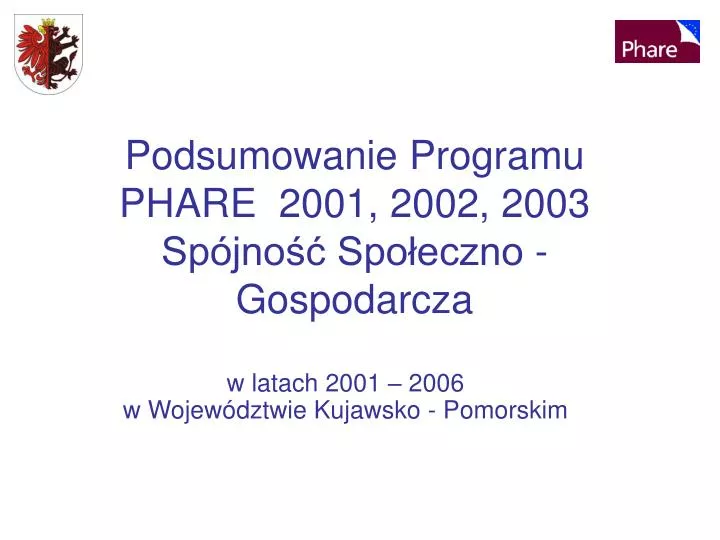 podsumowanie programu phare 2001 2002 2003 sp jno spo eczno gospodarcza