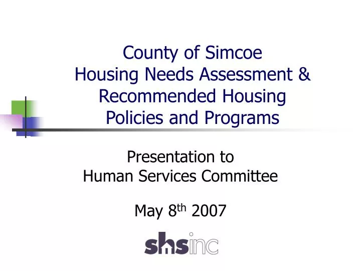 county of simcoe housing needs assessment recommended housing policies and programs