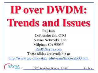 IP over DWDM: Trends and Issues