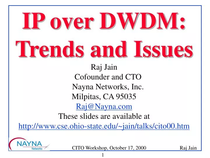 ip over dwdm trends and issues