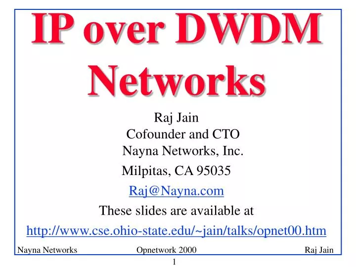 ip over dwdm networks