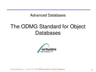 Advanced Databases The ODMG Standard for Object Databases