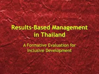 Results-Based Management in Thailand
