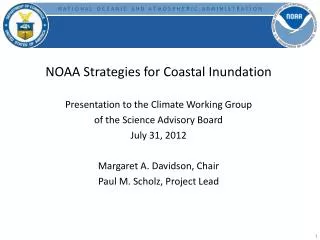 NOAA Strategies for Coastal Inundation Presentation to the Climate Working Group
