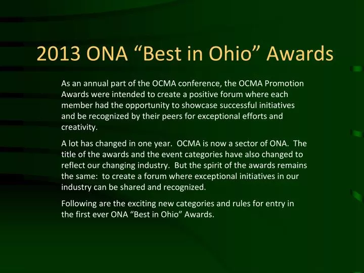 2013 ona best in ohio awards