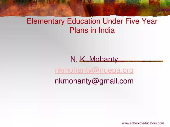 elementary education under five year plans in india