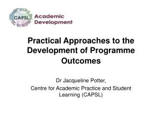 Practical Approaches to the Development of Programme Outcomes