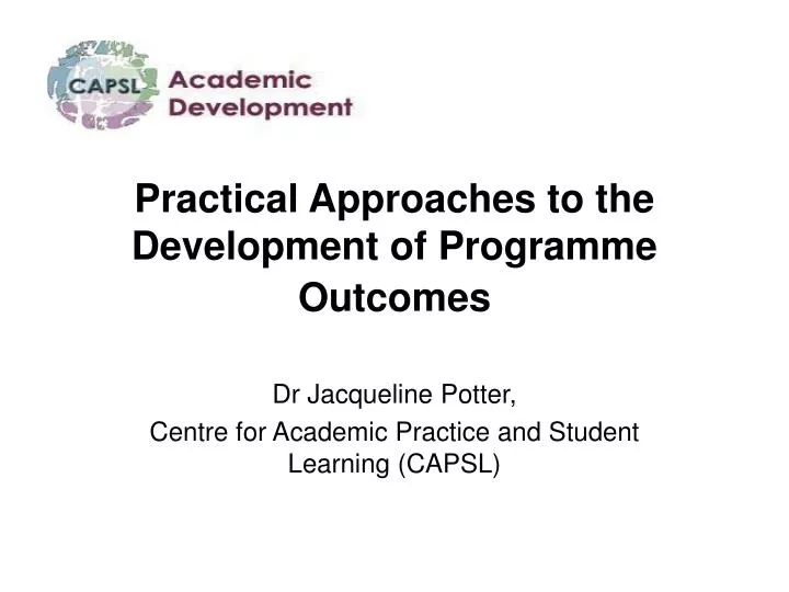 practical approaches to the development of programme outcomes