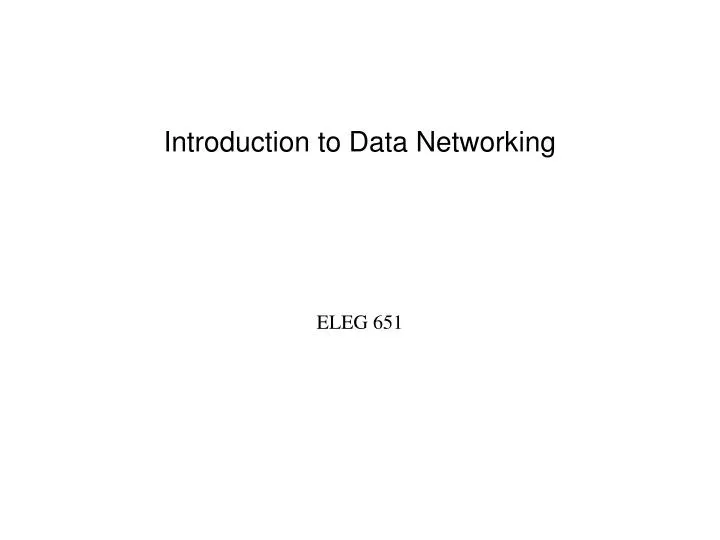 introduction to data networking