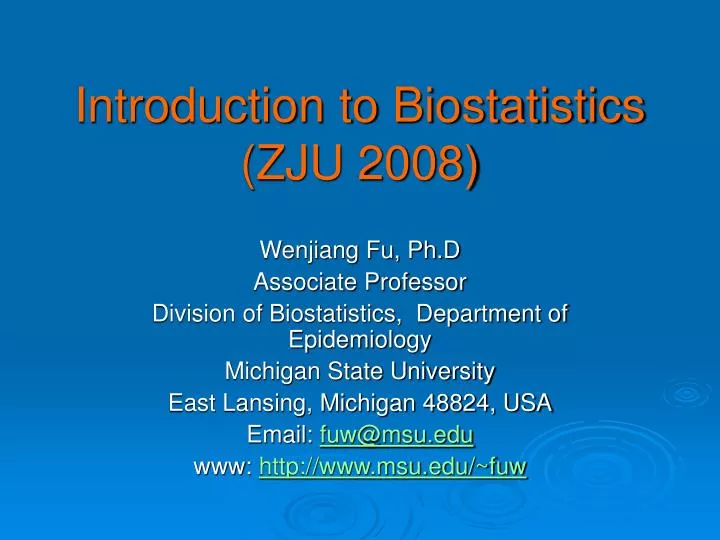introduction to biostatistics zju 2008