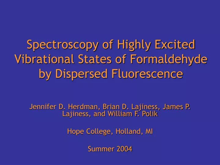 spectroscopy of highly excited vibrational states of formaldehyde by dispersed fluorescence