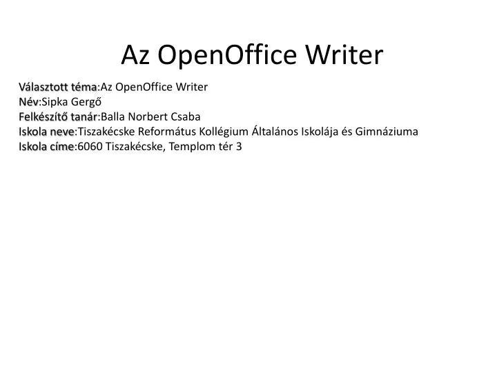 az openoffice writer